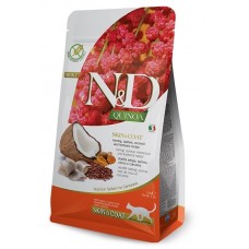 ND Quinoa Skin & Coat Herring Coconut – пълноценна храна с киноа за котки над една година, при чувствителен стомах, здрава кожа и козина с херинга, кокос и куркума